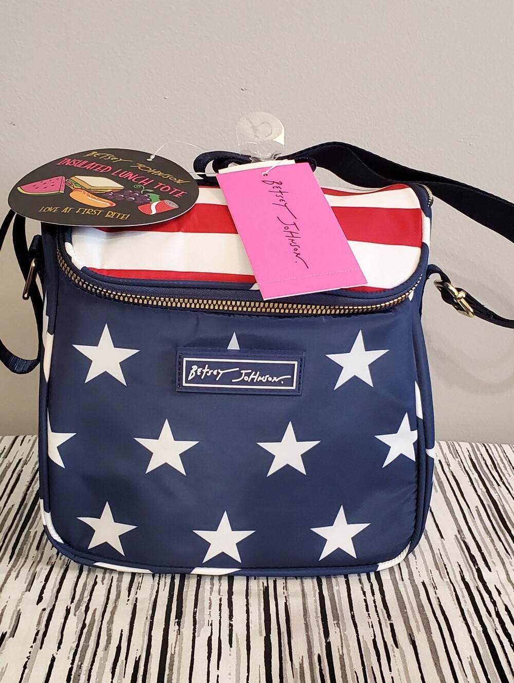 Betsey Johnson Crossbody Lunch Tote Flag Day